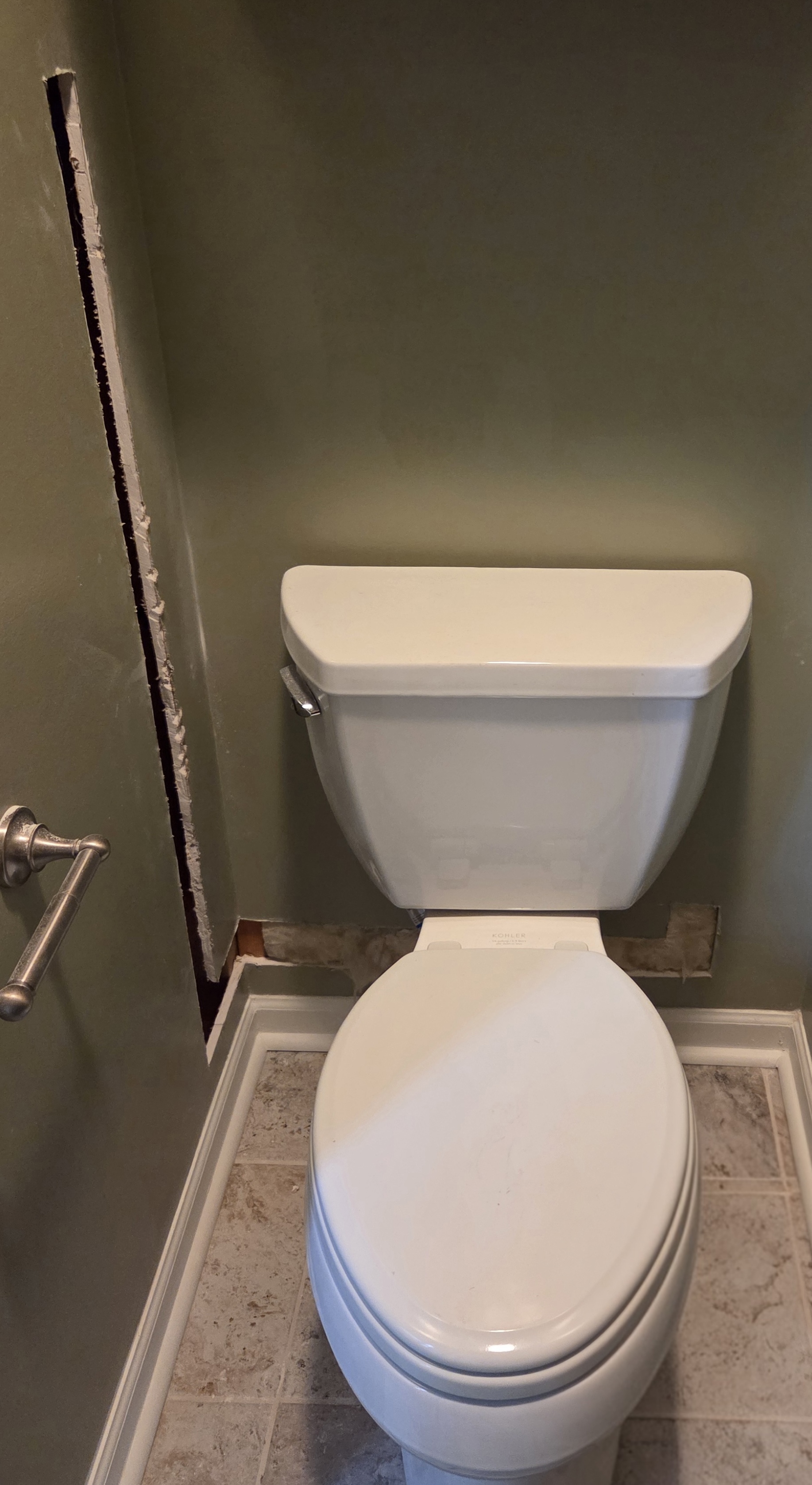 Bidet outlet rough-in before: exposed wiring in wall