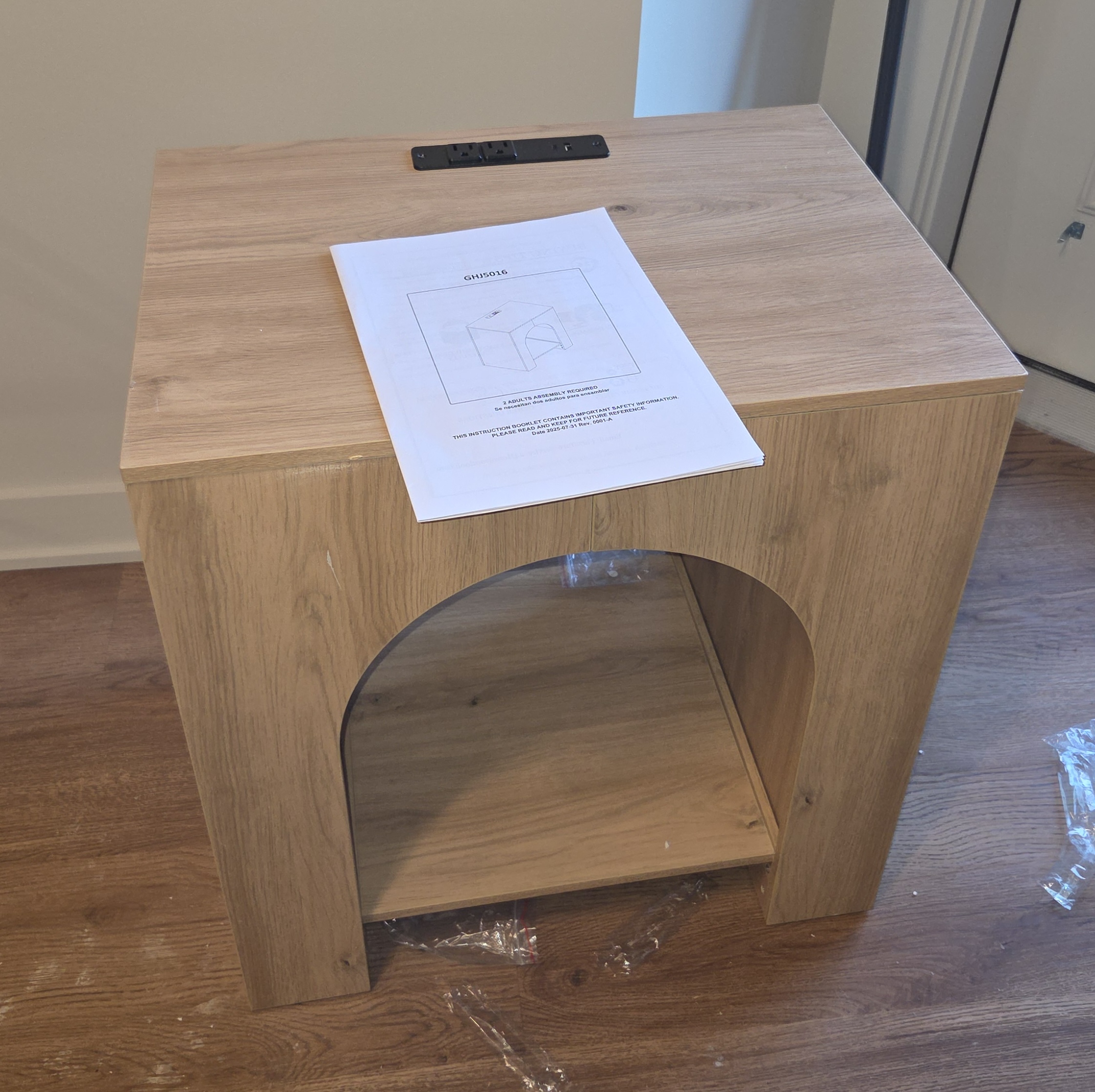 Furniture assembly: nightstand built and leveled