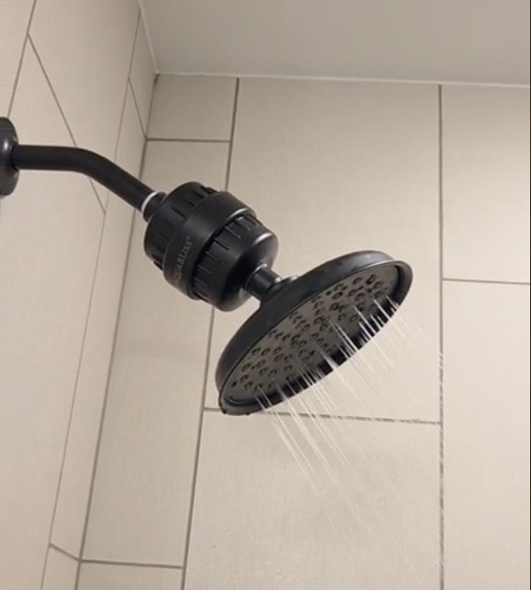 Plumbing upgrade: AquaBliss shower filter installed